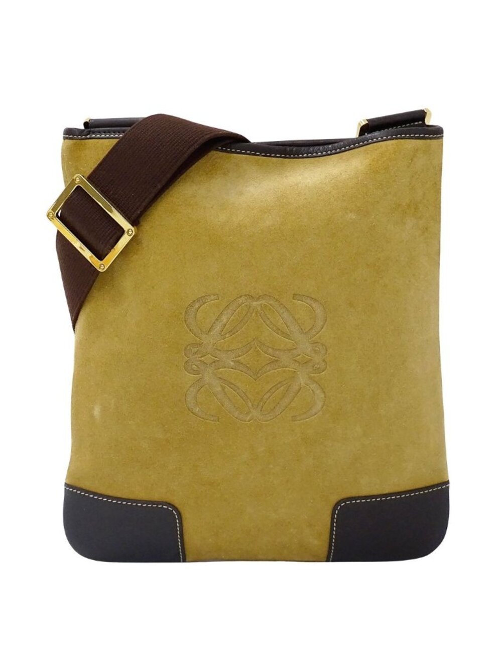 Loewe Shoulder Bag Suede Beige Anagram
